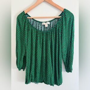 Michael Kors Green and Black Patterned Top